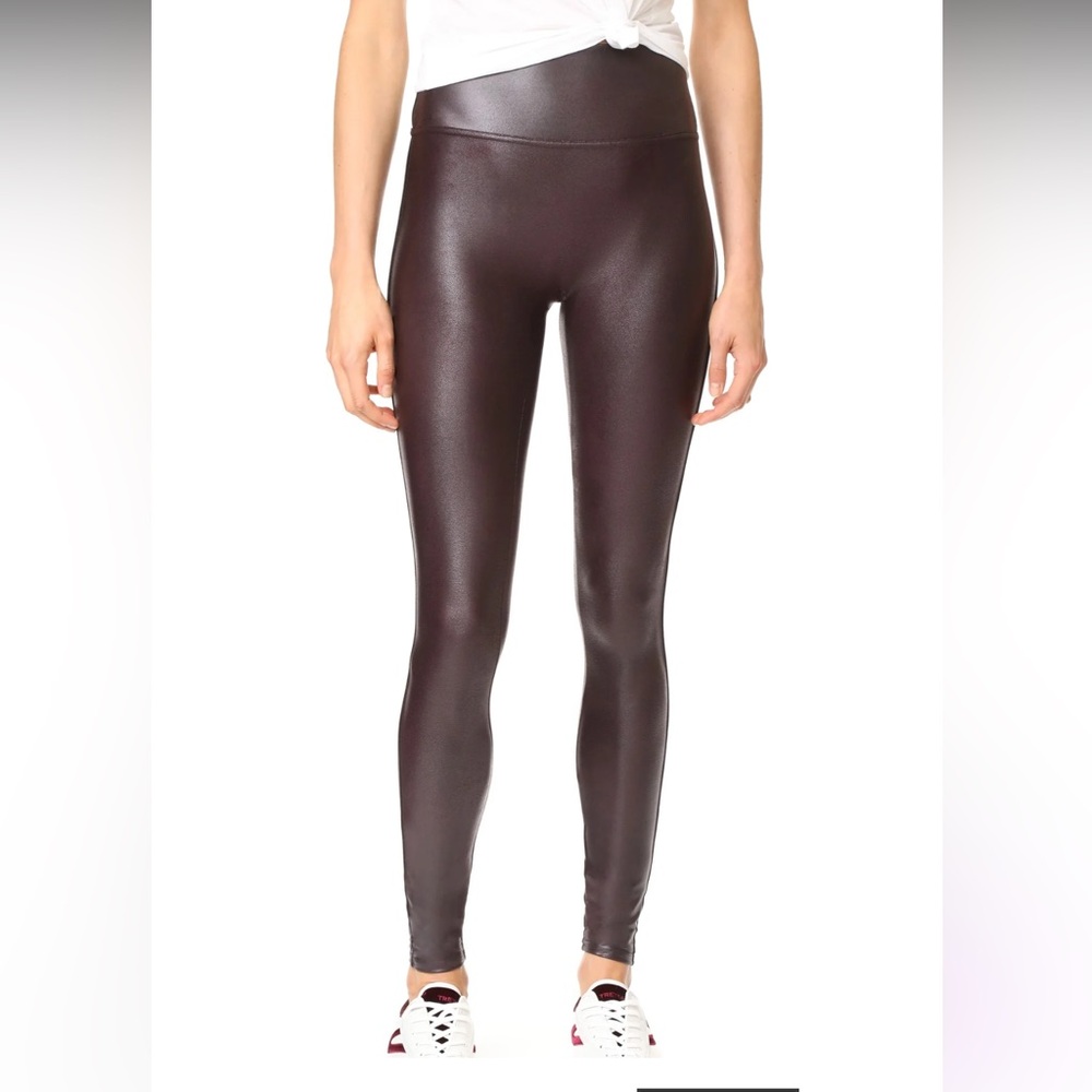 Spanx Burgundy Faux Leather Leggings